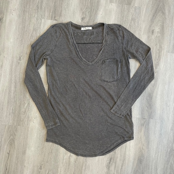 We the Free Distressed Dark Gray Long Sleeve Shirt - Picture 3 of 9